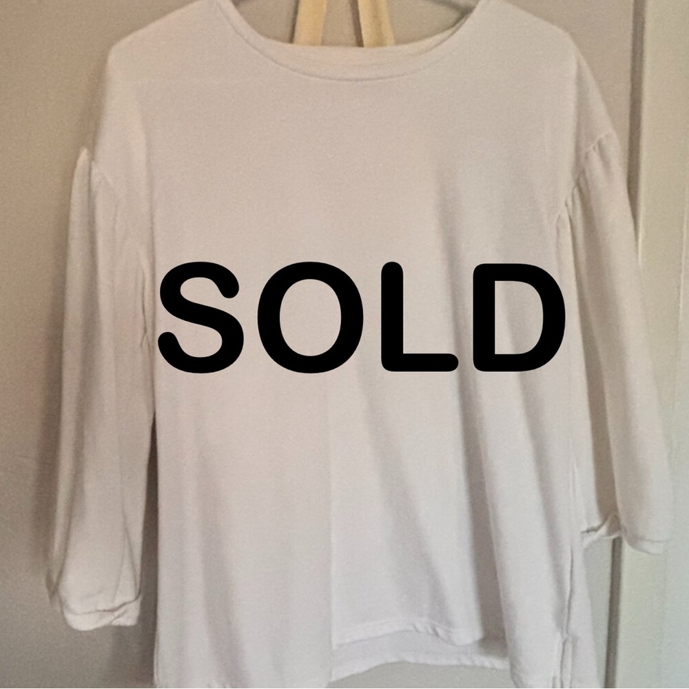 Old Navy Women's 3/4 Length Puff Sleeve Top - Sweatshirt Material - White - L